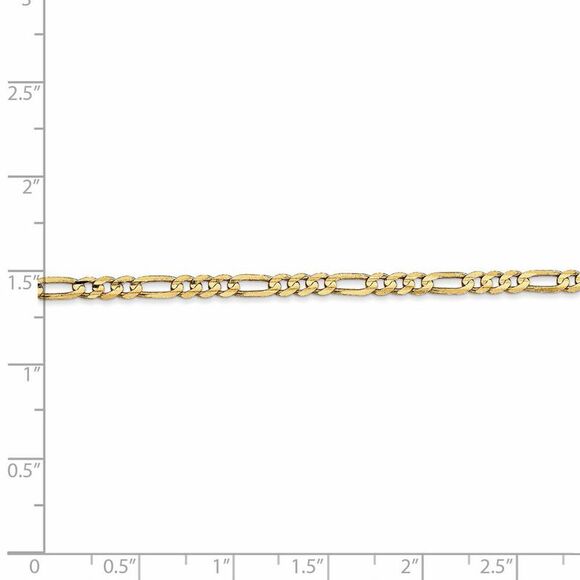 3mm 10k Yellow Gold Solid Diamond Cut Figaro Chain Necklace, 18 Inch - Picture 5 of 8